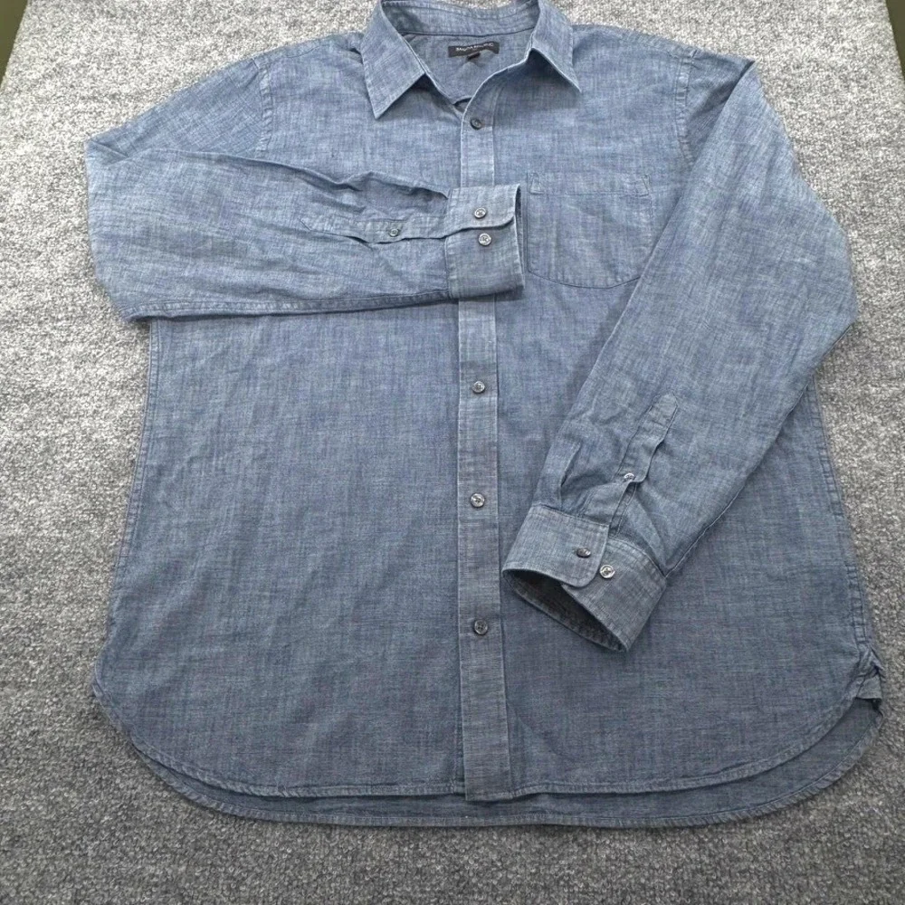 Banana Republic Button Down XL Nepped Chambray Cotton Regular Blue Fall 2014